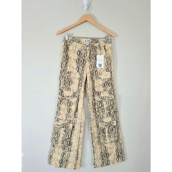 PTCL Cargo Baggy Style Pants Size 26 Snake Print Pockets Low-Rise NEW - Picture 4 of 7